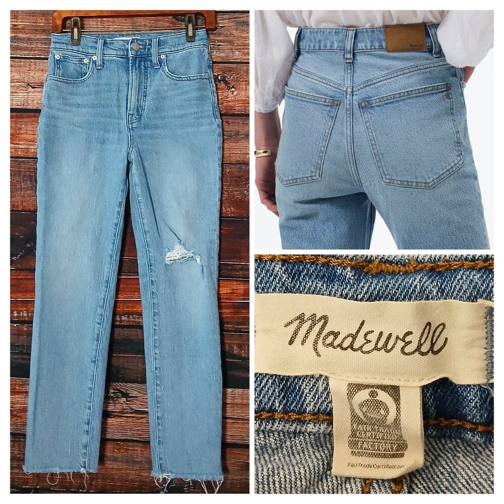 Madewell Jeans 26 The Perfect Vintage Jean High Rise Ankle Crop Raw Hem Mom